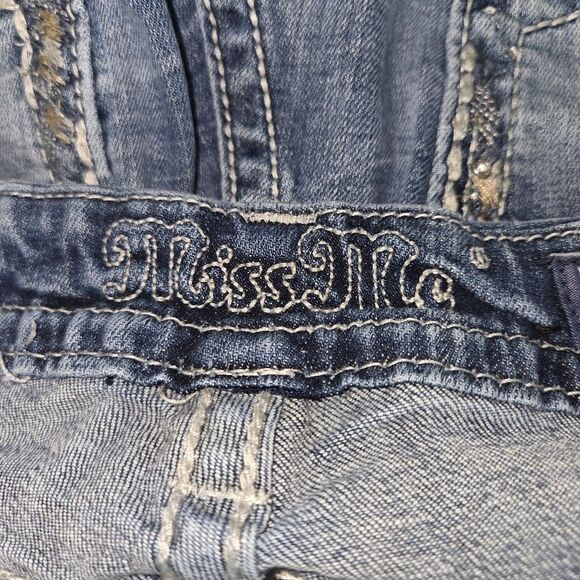 Miss Me Mid-rise Easy Cropped Bling Ripped Denim Jeans Size 31 - Picture 8 of 9